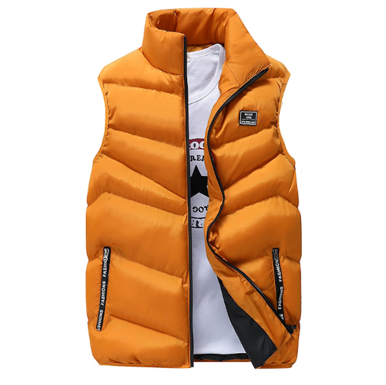 Classic High Collar Black Men's Quilted Vest