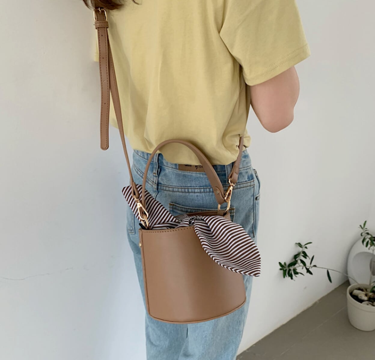 Inner Striped Bucket Bag