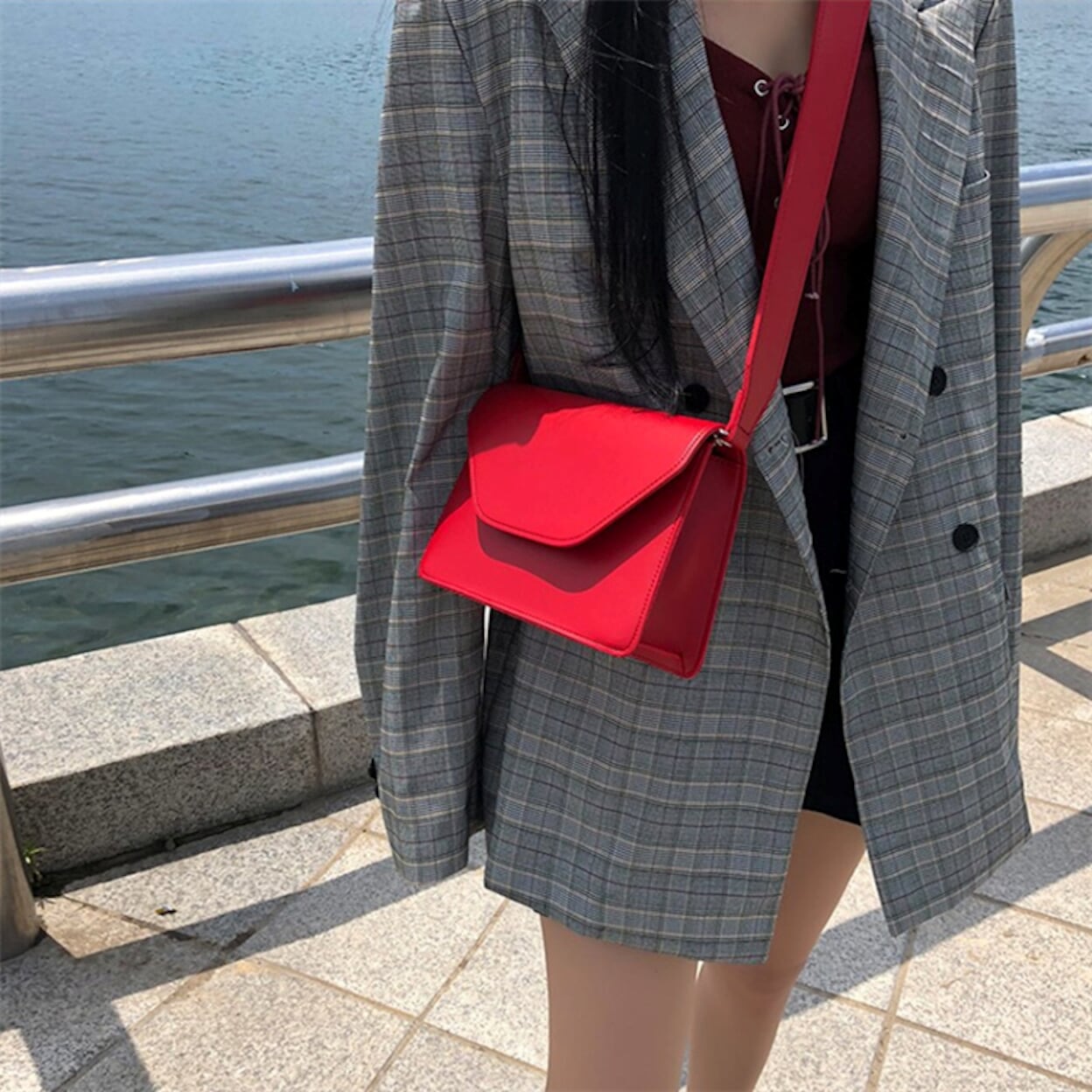 Rectangular Crossbody Bag with Wide Straps for Women