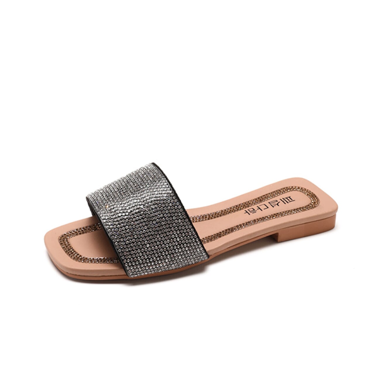 Rhinestone Slip-On Sandals for Women