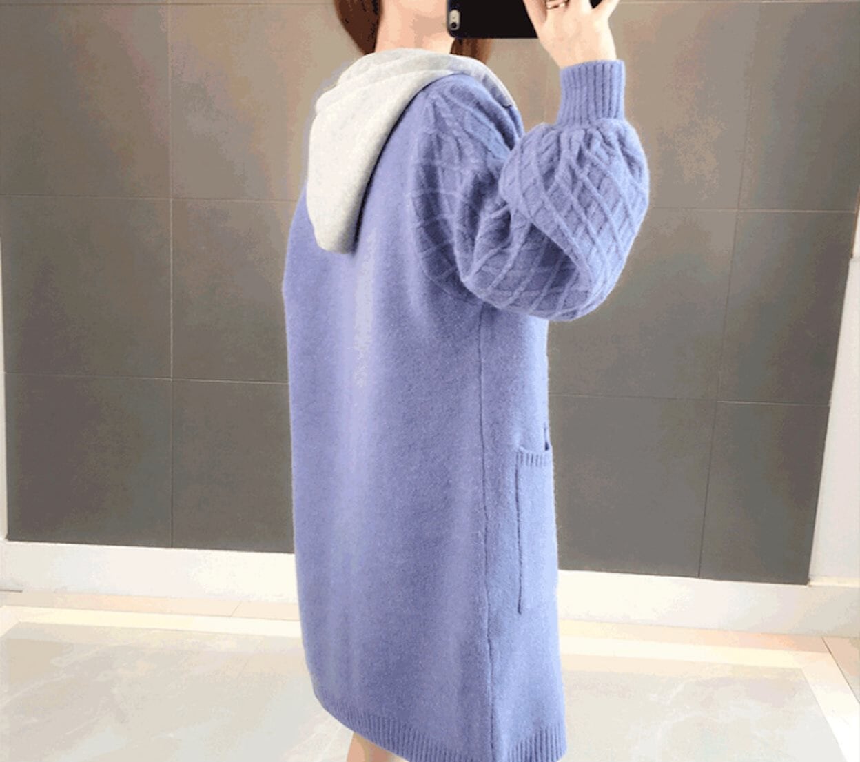 Mid-Length Women's Hooded Cardigan