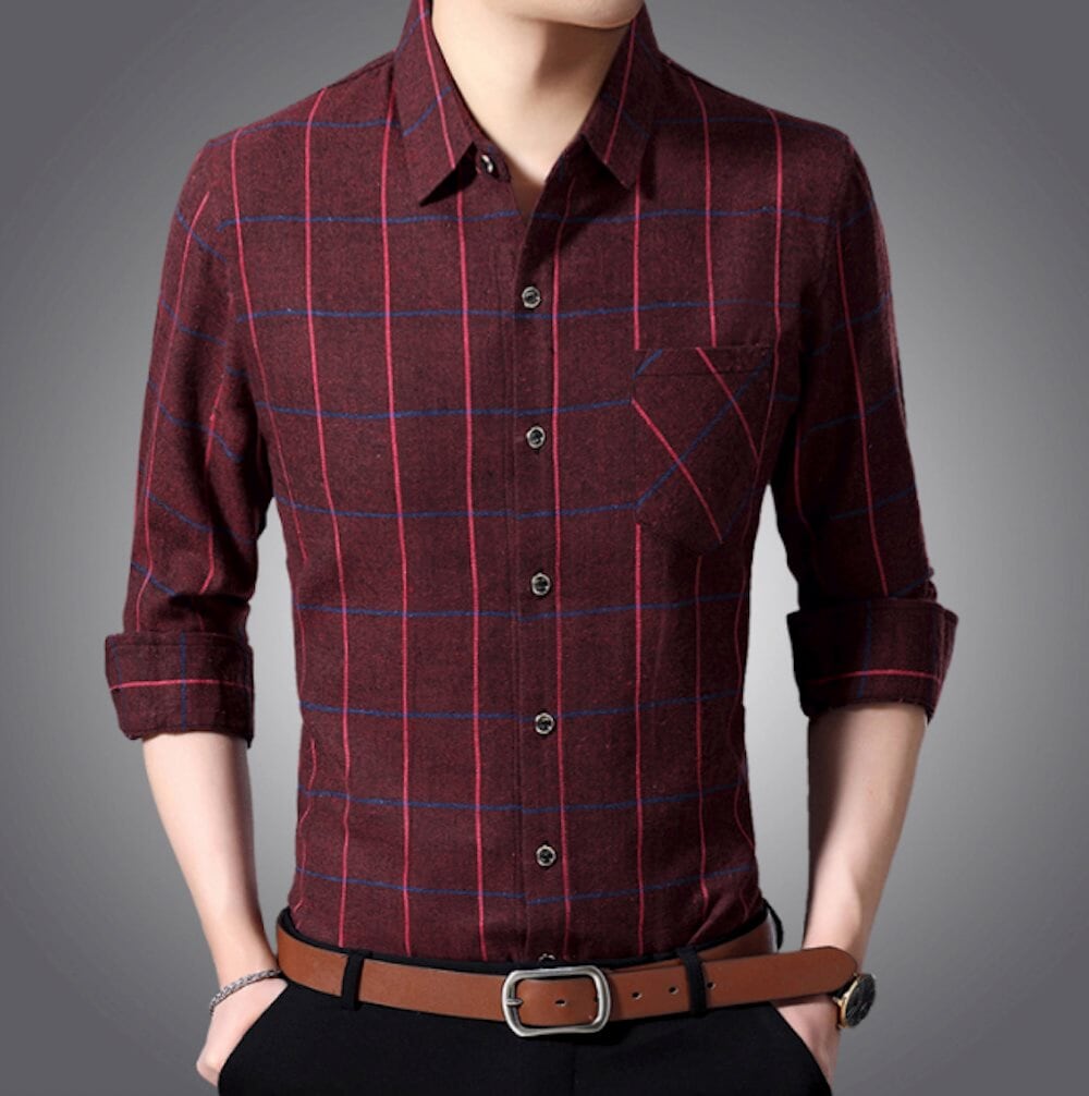 Long Sleeve Plaid Shirt for Men