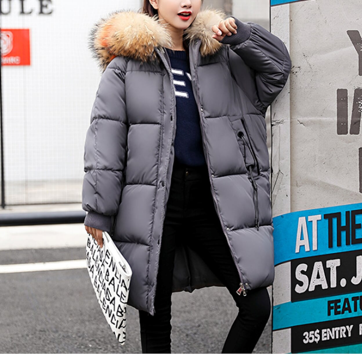 Oversize Faux Fur Hooded Jacket for Women