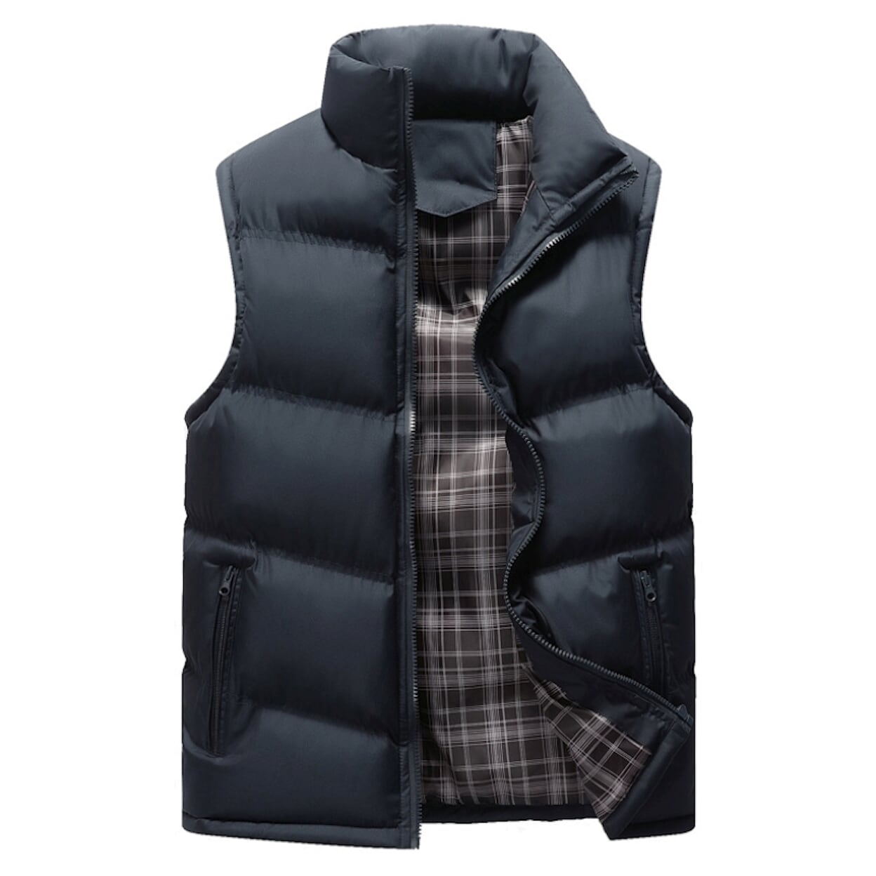 Navy Men's Winter Puffer Vest with Zip Closure
