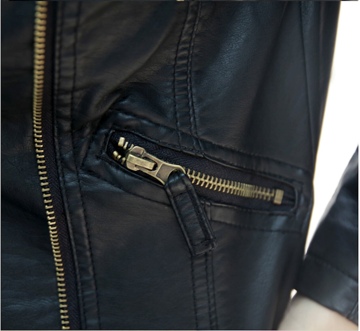 Cropped Faux Leather Jacket for Women