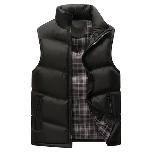 Classic Black Casual Zip Up Puffer Vest for Men: black, gray sleeveless puffer vest, minimal casual outerwear style