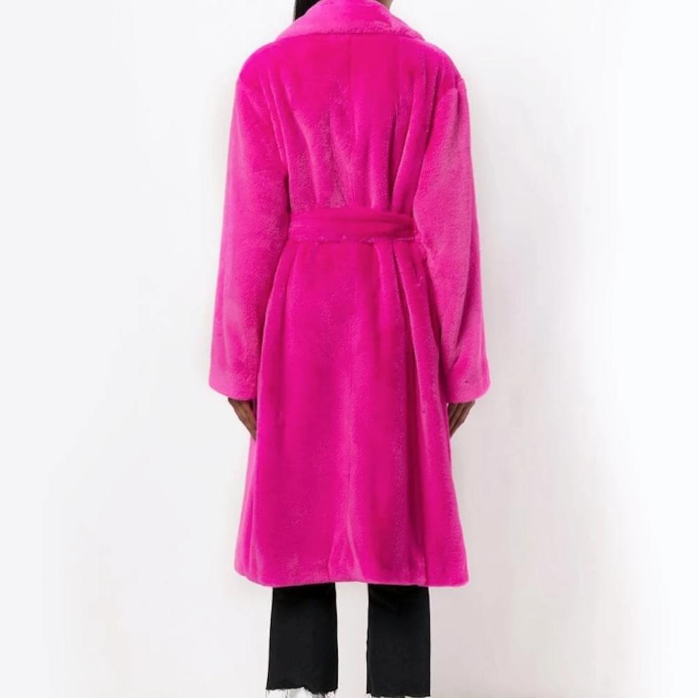 Faux Fur Belted Trench Coat for Women