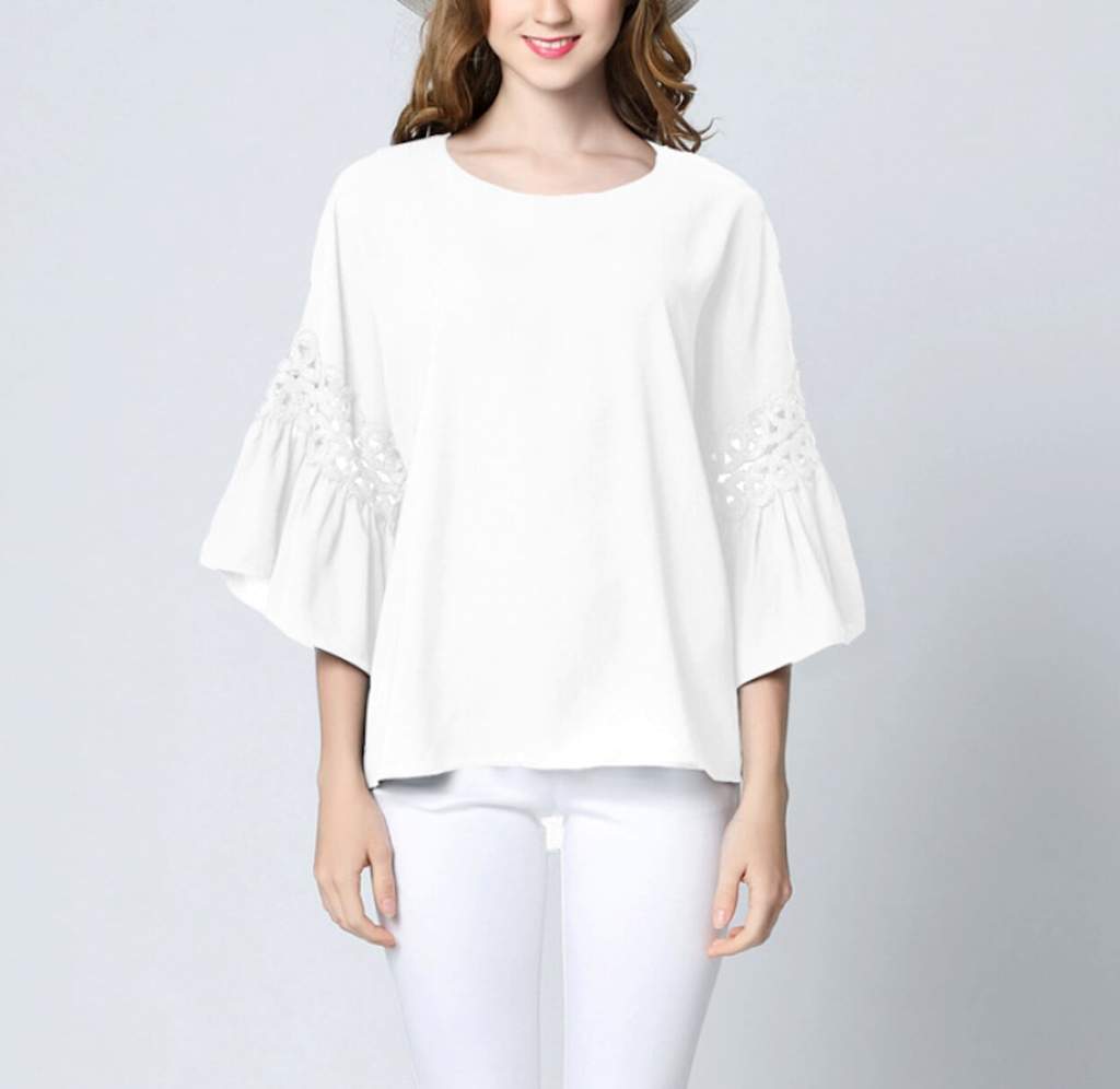 Navy Top with Ruffle Sleeves for Women's Casual Wear
