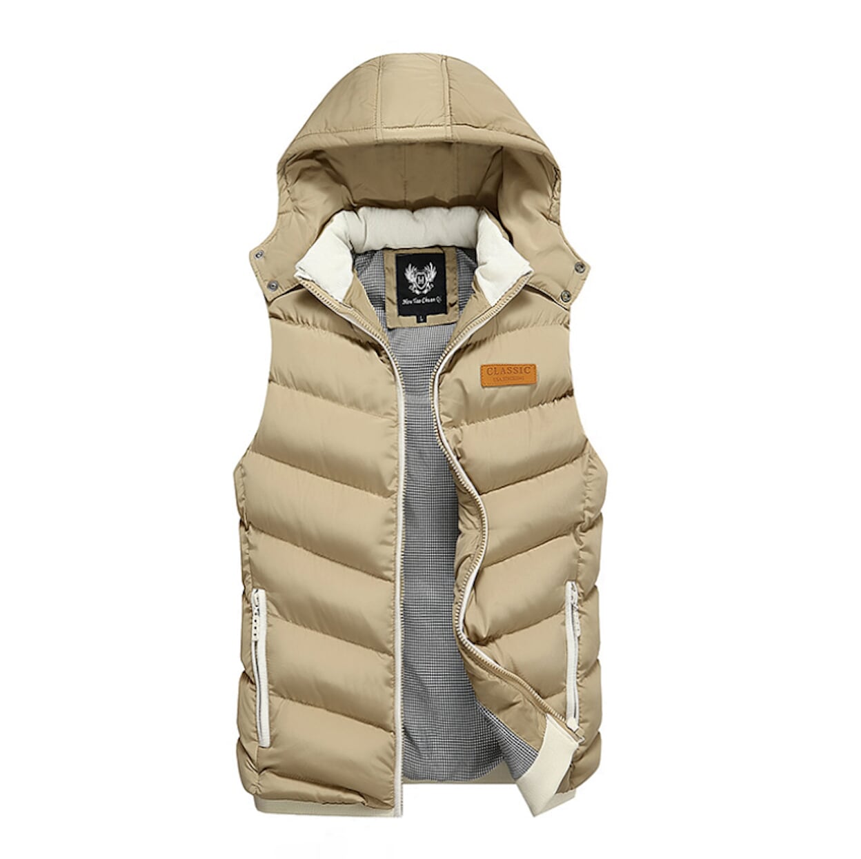 Ultra Cozy Winter Hooded Puffy Vest for Men in Navy