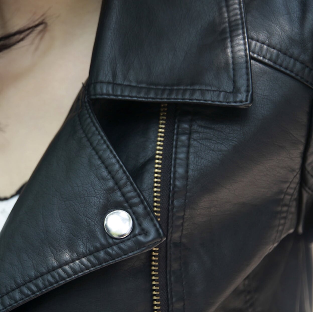 Cropped Faux Leather Jacket for Women