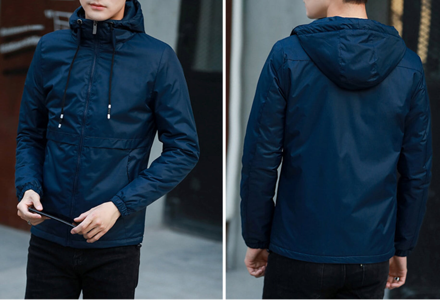 Black Windproof Jacket for Men