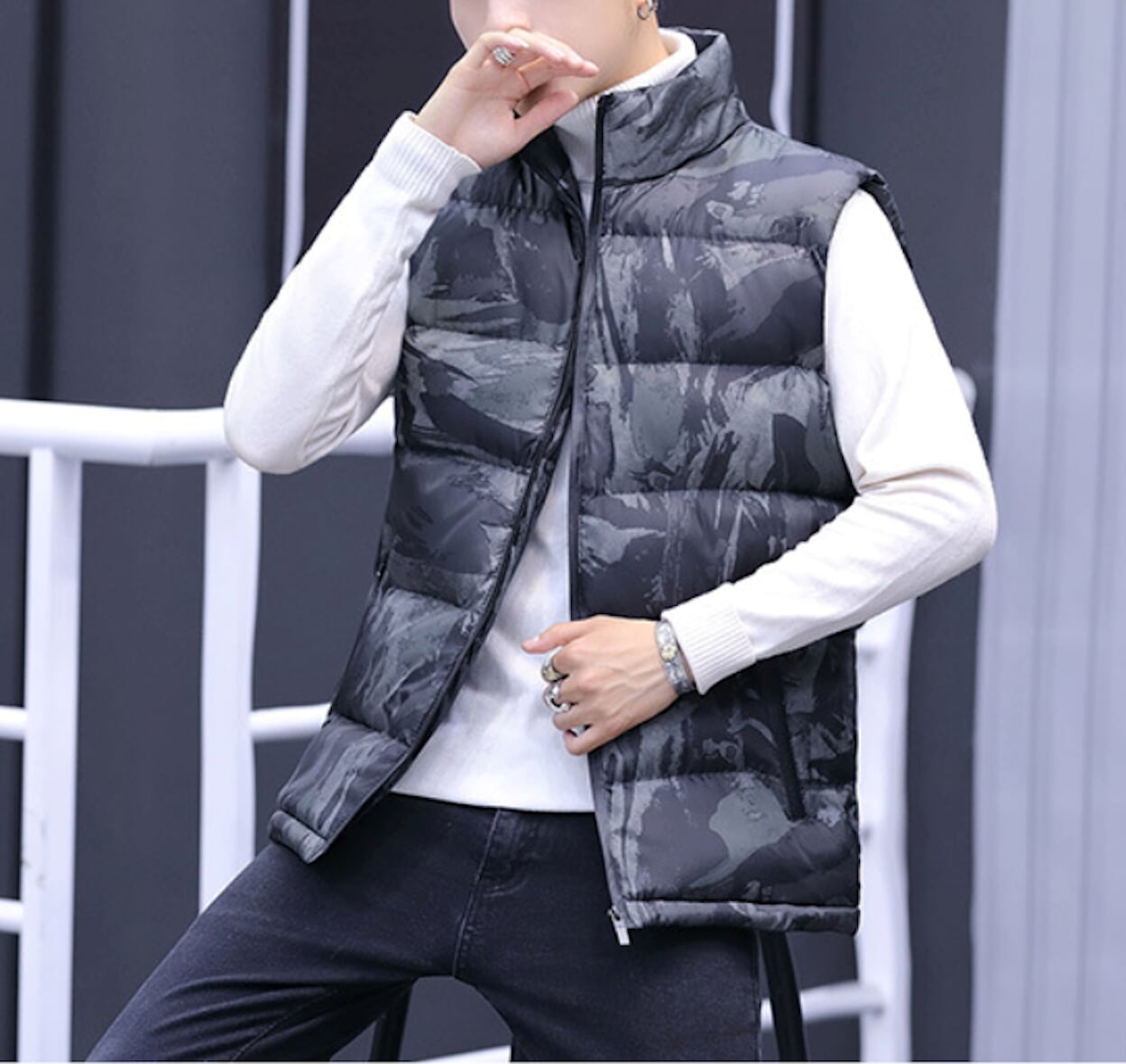 Camo Army Green Men's Puffer Vest