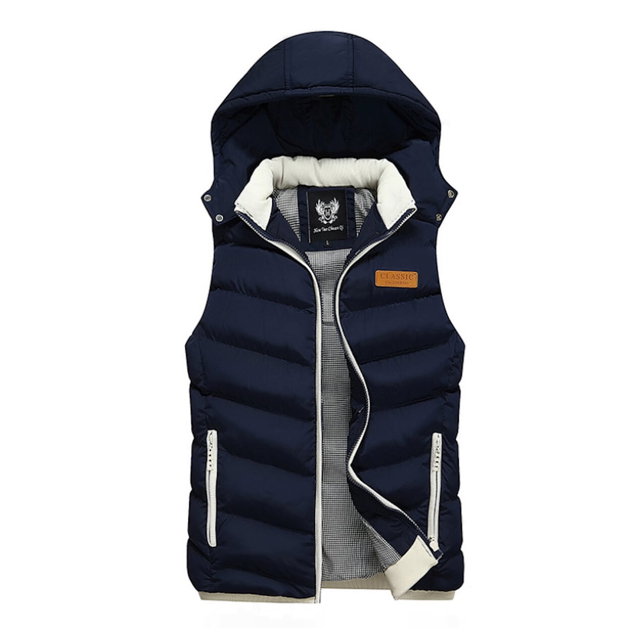 Ultra Cozy Winter Hooded Puffer Vest for Men in Khaki