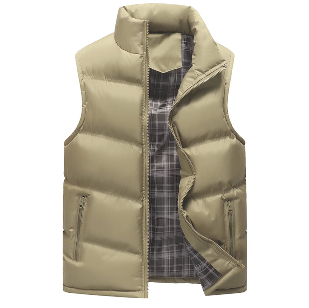 Navy Men's Winter Puffer Vest with Zip Closure