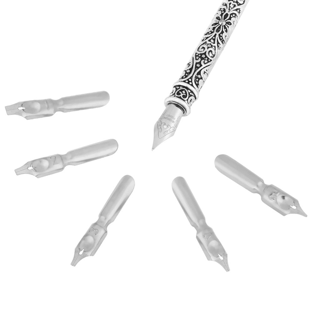 Antique Calligraphy Feather Quill Pen Set