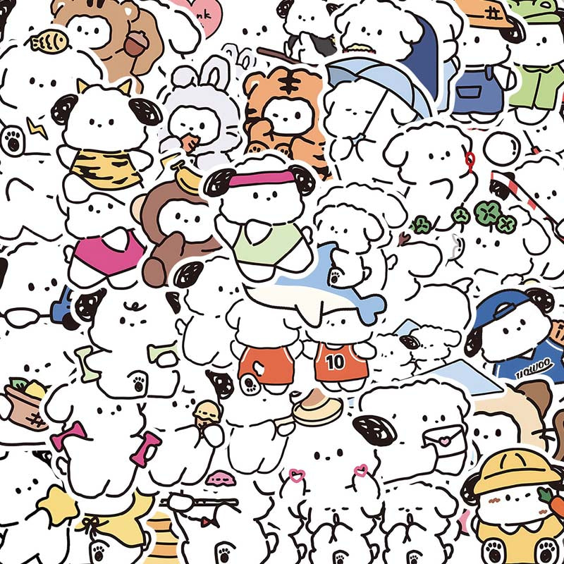 Cute White Puppy Stickers for Customization