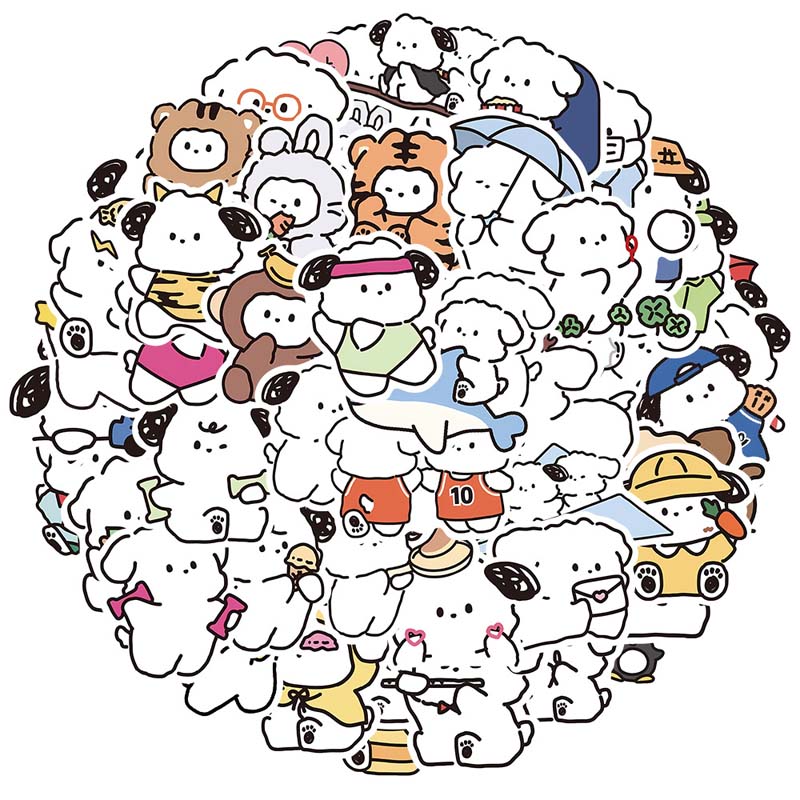 Cute White Puppy Stickers for Customization