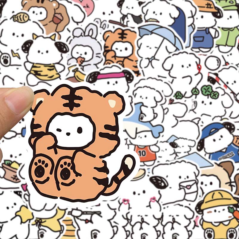 Cute White Puppy Stickers for Customization