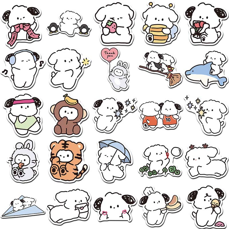 Cute White Puppy Stickers for Customization