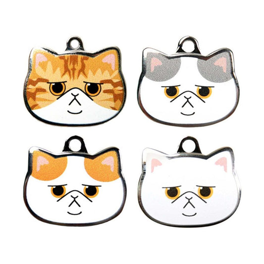 Cat ID Tags with Free Engraving: white, orange cartoon cats, kawaii cartoon style