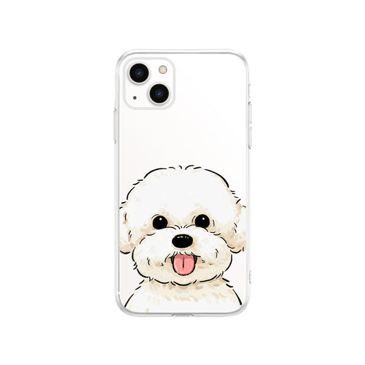 Bichon Frise Phone Case with Protection: clear, white white fluffy dog, kawaii cartoon style