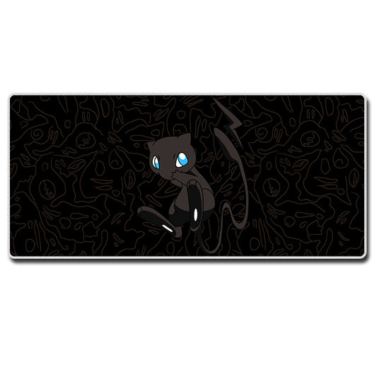 Pokemon Gaming Mouse Mat with Non-Slip Base: black, dark gray Mewtwo character, cartoon, dark minimalist style
