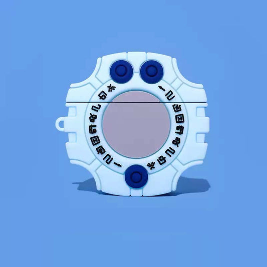 Digivice AirPods Case: Perfect Protection, High-Quality: light blue, dark blue cartoon creature/robot face