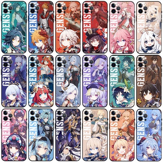 Genshin Impact Phone Case Collection: multicolor, red Genshin Impact characters, anime, colorful, cartoon style