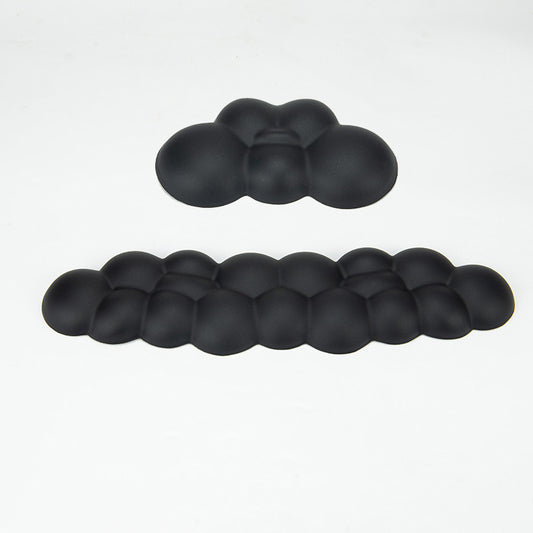 Cloud Keyboard Wrist Rest, Comfortable and Whimsical: black two black padded accessory pieces, minimal style