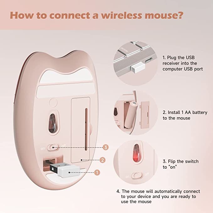 Cute Bluetooth Wireless Mouse in Pastel
