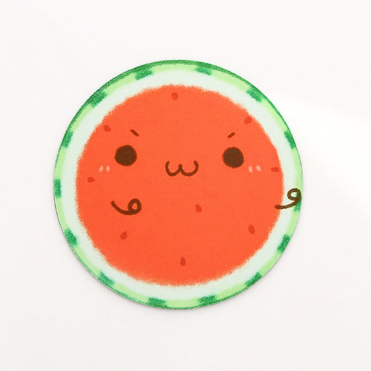 Cute Fruit Mouse Pad for Gamers: red-orange, white cute watermelon slice character, kawaii cartoon style