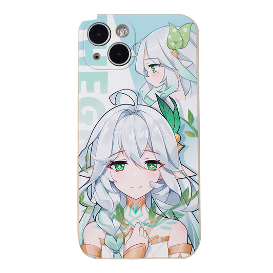 Dendro Archon Phone Cases for Genshin Impact: white, light blue anime-style female character, anime, cartoon, kawaii style