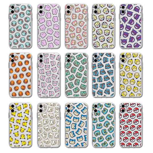 Soft TPU Shockproof Phone Case: white, clear various cartoon characters and creature faces, cartoon, kawaii style