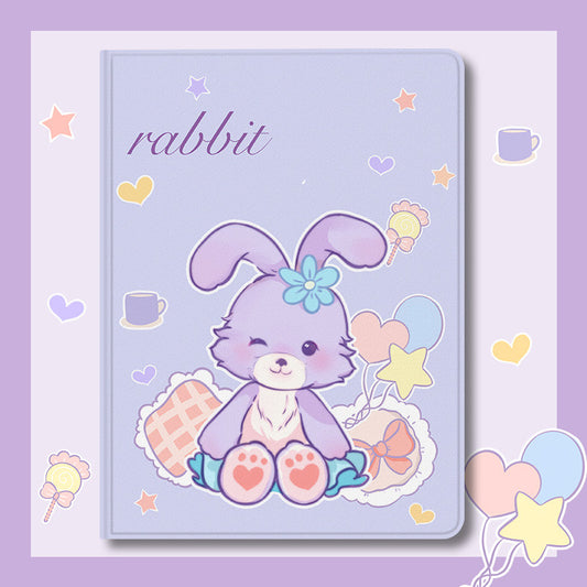 Smart Folio Cases with Cute Designs: lavender, purple rabbit, kawaii cartoon style