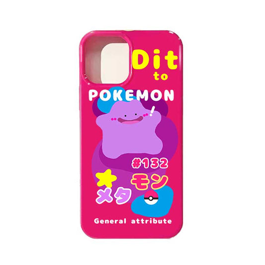 Soft TPU Phone Cover, Shockproof, Lightweight: hot pink, purple Ditto Pokémon character, cartoon kawaii style