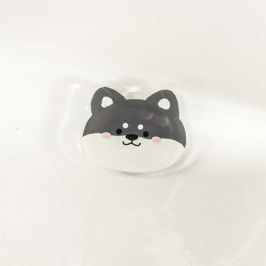 Cute Dog Phone Grip and Stand: black, white black dog character, kawaii cartoon style