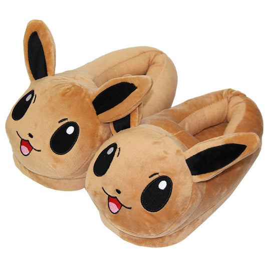 Cute Slippers for Ultimate Comfort and Cuteness: tan, brown Eevee character, kawaii cartoon style
