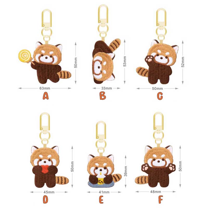 Embroidered Red Panda Keychain: Whimsical Charm