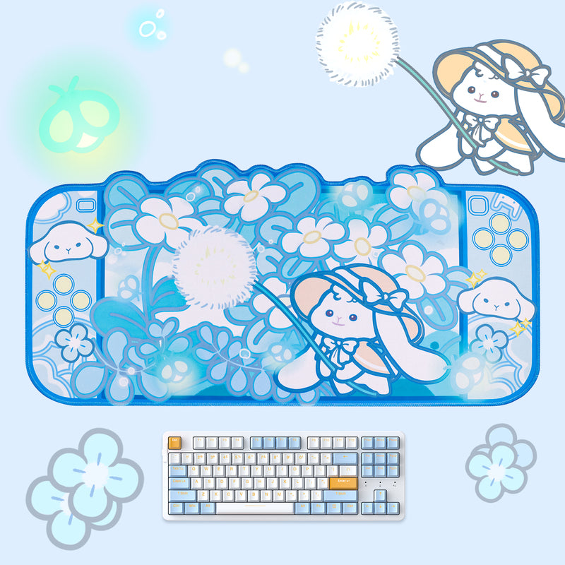 Large Bunny Desk Mat with Non-Slip Base