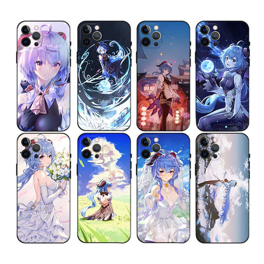 Ganyu Genshin Impact Phone Case: blue, purple anime-style blue-haired female character, anime, fantasy, kawaii style