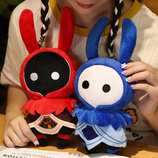 Genshin Impact Abyss Mages Plushie: Highly Detailed Embroidered Gift: red, blue bunny-like cartoon characters, cute cartoon/k