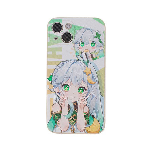 Genshin Impact Archon Phone Cases: white, mint green anime-style girl character, kawaii anime cartoon style