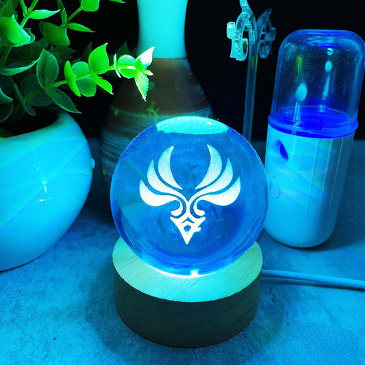 Genshin Impact Element LED Lights: Enchanting Decor: blue, cyan stylized animal/tribal emblem, fantasy, decorative style
