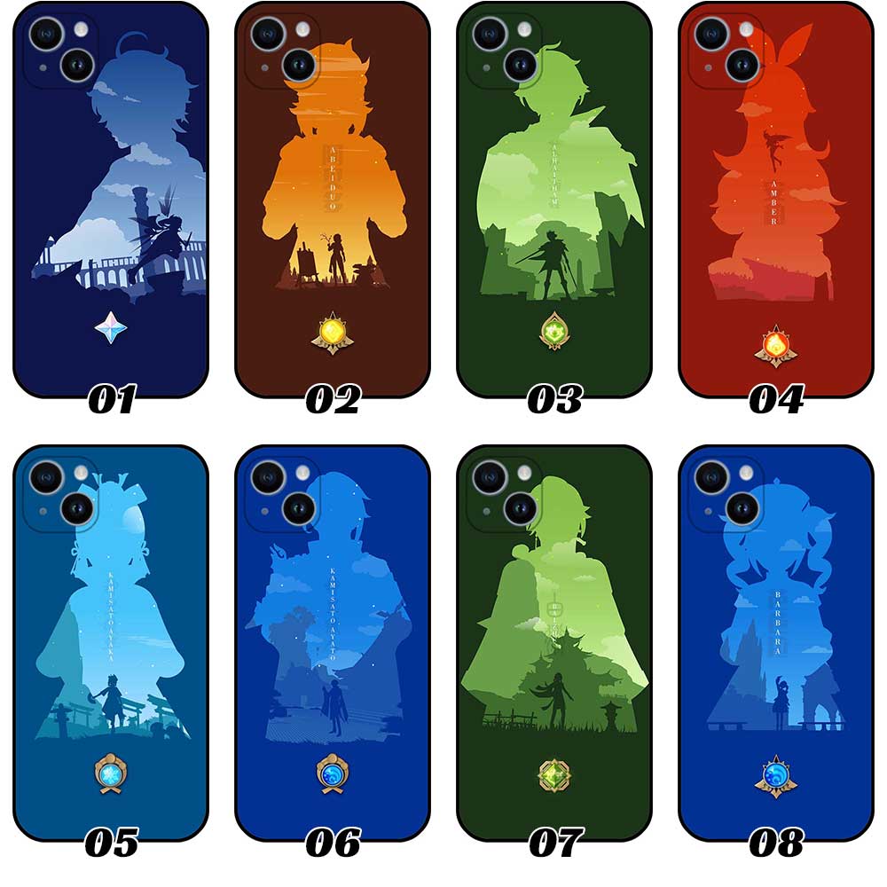 Genshin Impact Phone Case Collection featuring Silhouette Arts