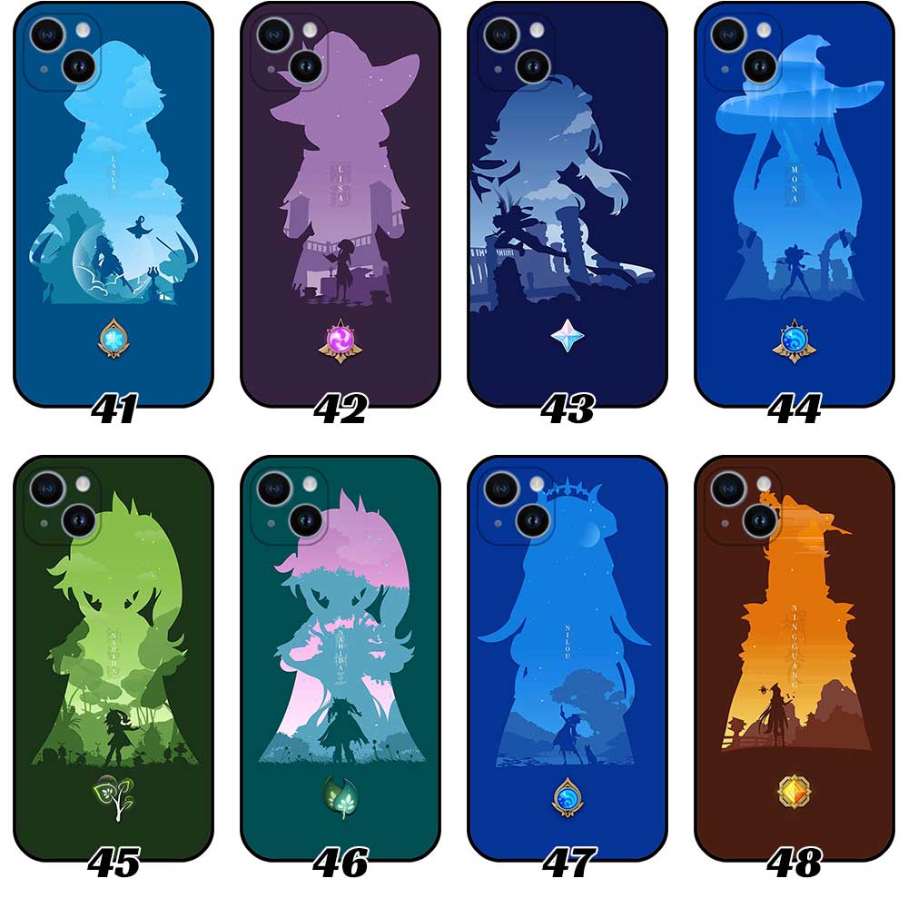 Genshin Impact Phone Case Collection featuring Silhouette Arts