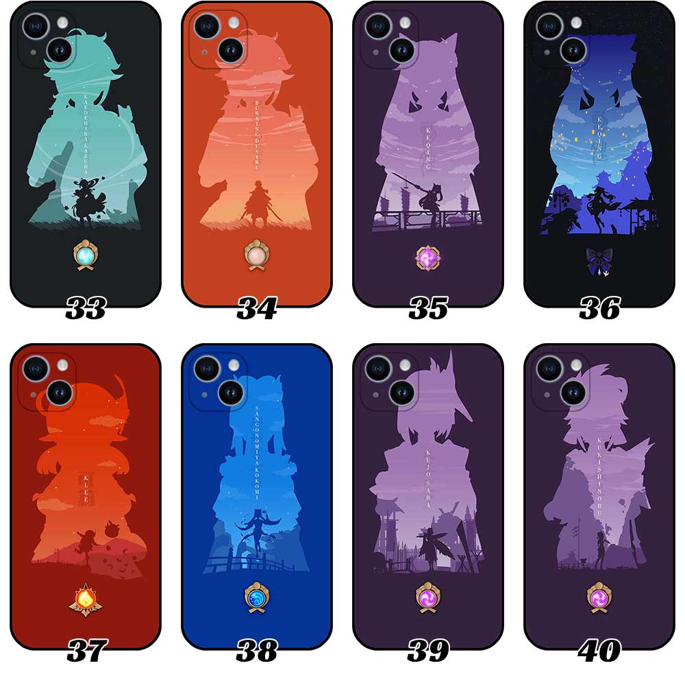 Genshin Impact Phone Case Collection featuring Silhouette Arts