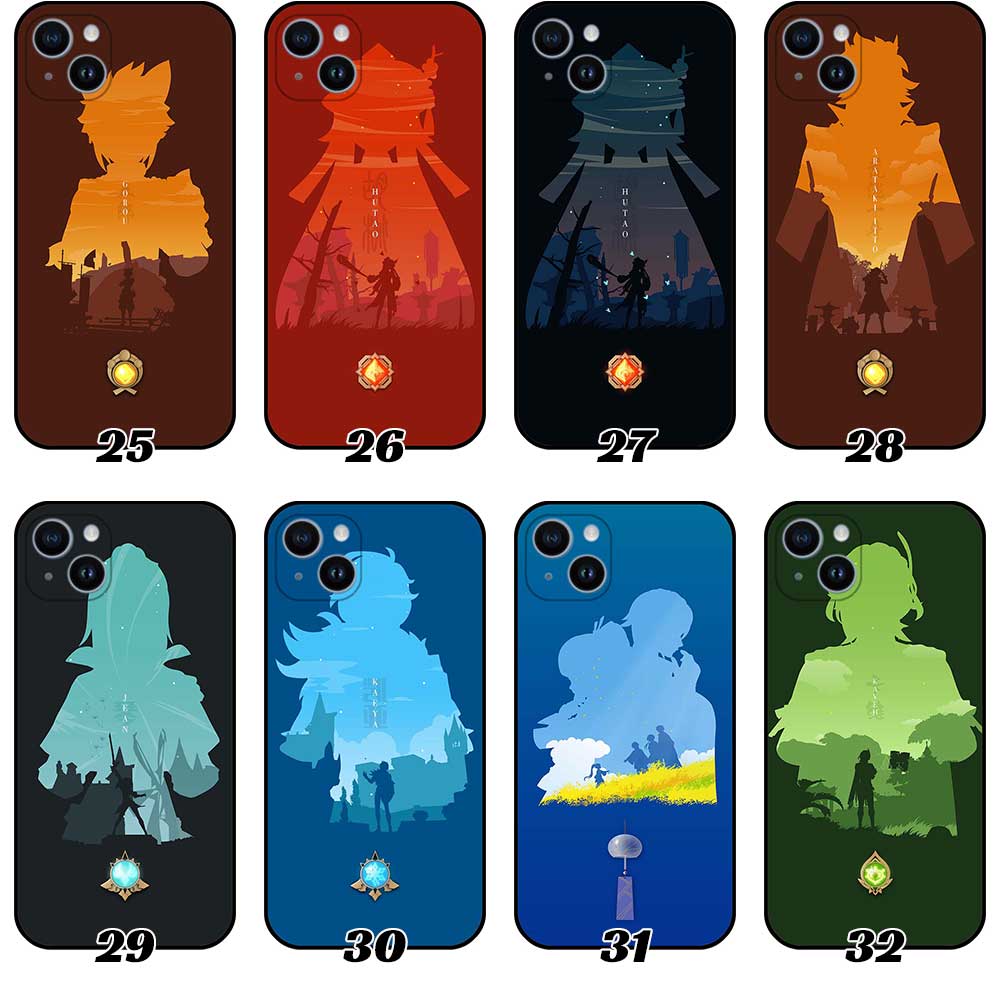 Genshin Impact Phone Case Collection featuring Silhouette Arts