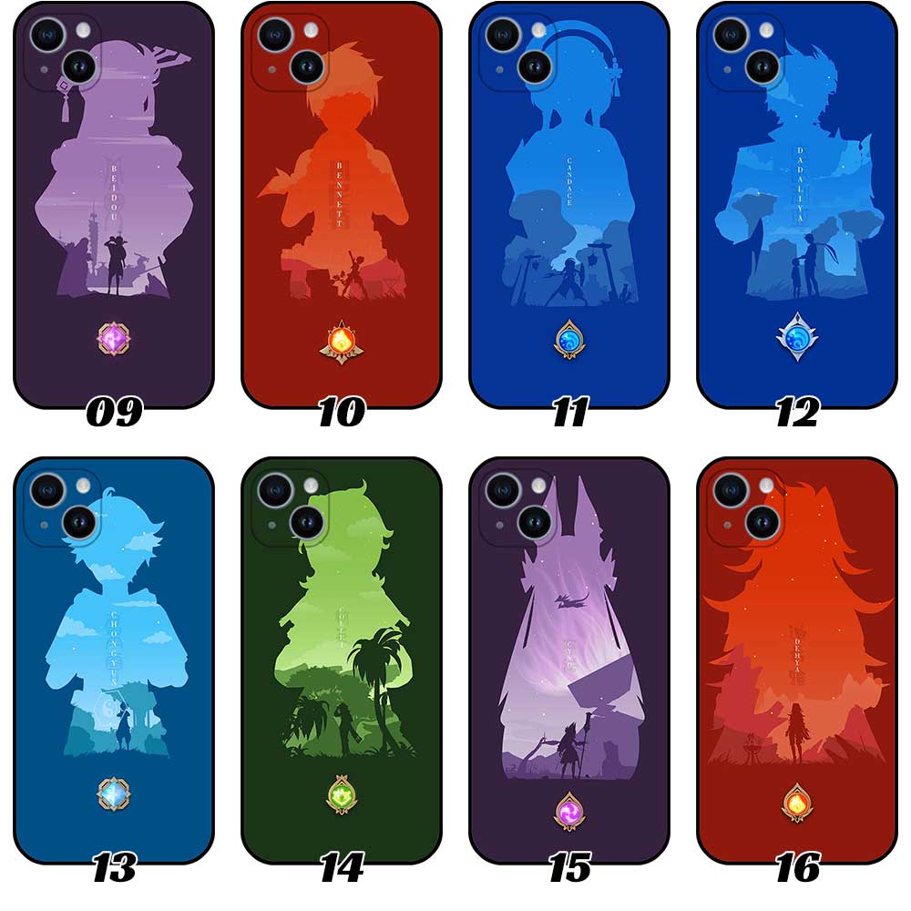 Genshin Impact Phone Case Collection featuring Silhouette Arts