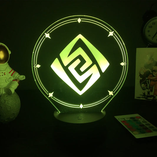 Genshin Desk Lamp with 16 Colors: green, black illuminated decorative lamp, minimal, futuristic style