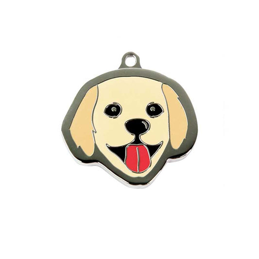 Customizable Golden Retriever Dog ID Tag: cream, tan dog, cartoon style